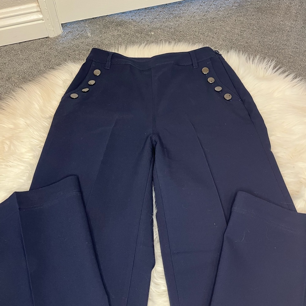 Lisa Rinna Collection Blue Wide Leg Pants